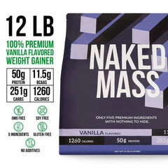 Vanilla Mass Gainer Protein Supplement | Naked Vanilla Mass - 12LB